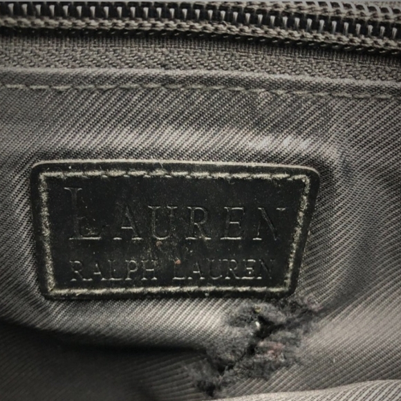 Ralph Lauren messenger crossbody bag black with gold crest - Picture 12 of 15